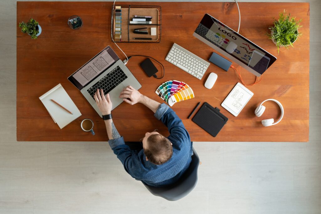 Editing ui design on laptop